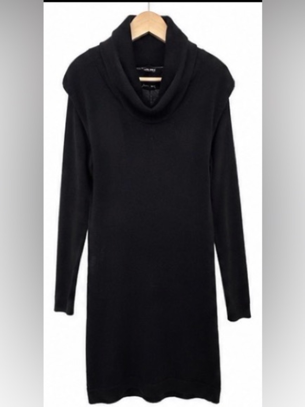 PattyBoutik Black Cowl Neck Bodycon Mini Dress Tunic Size XL